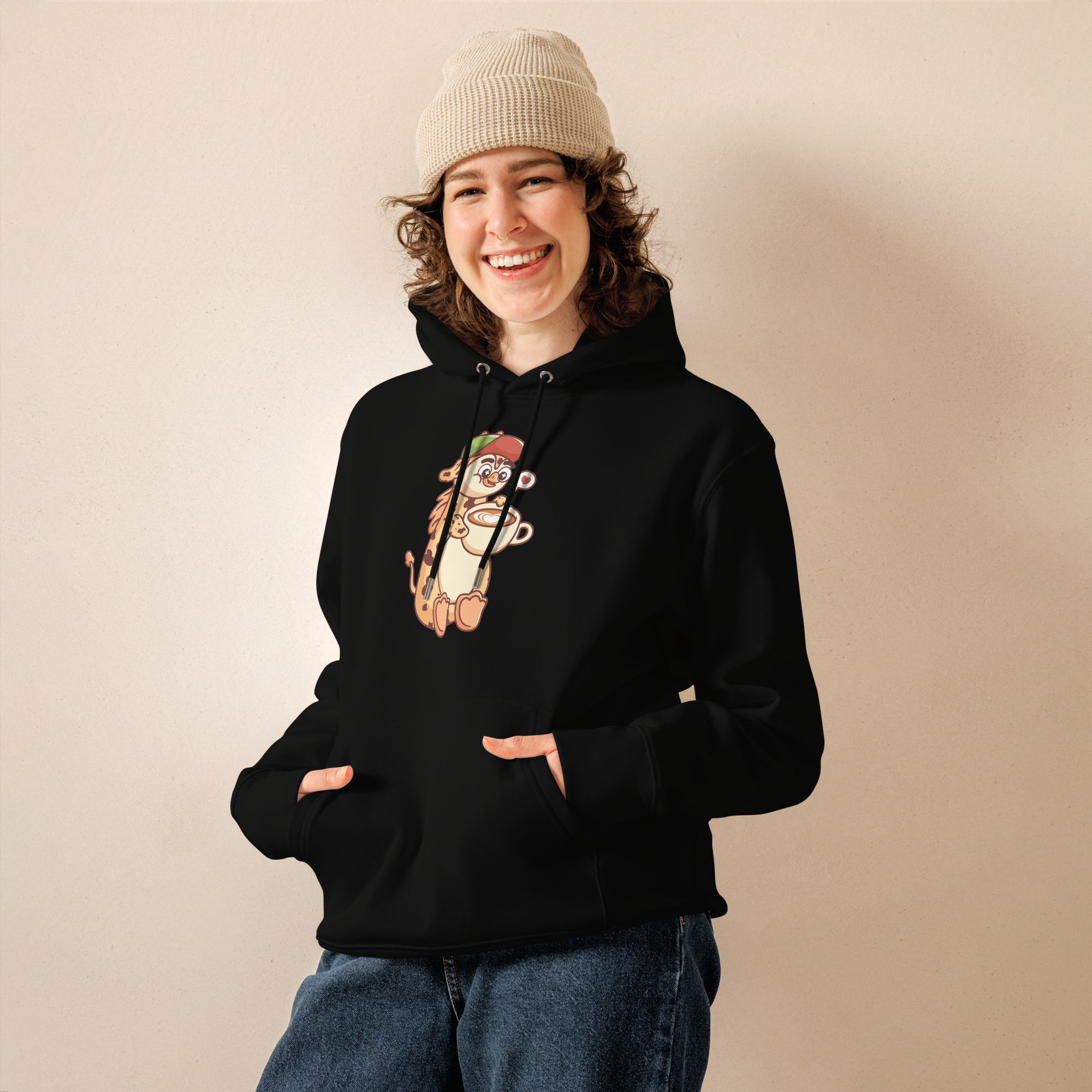 Kaffe girafpingvin Voksen Eco Hoodie