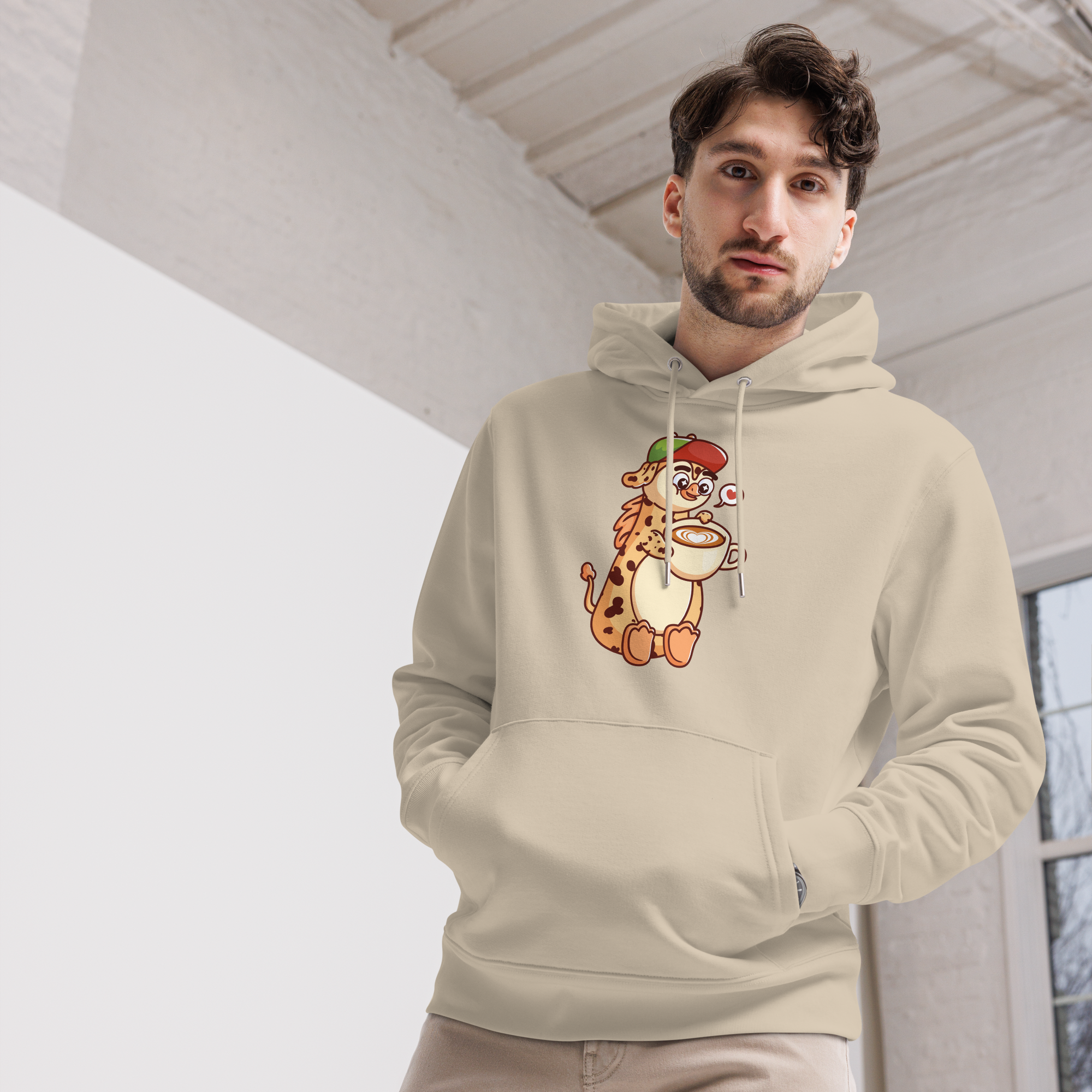 Kaffe girafpingvin Voksen Eco Hoodie