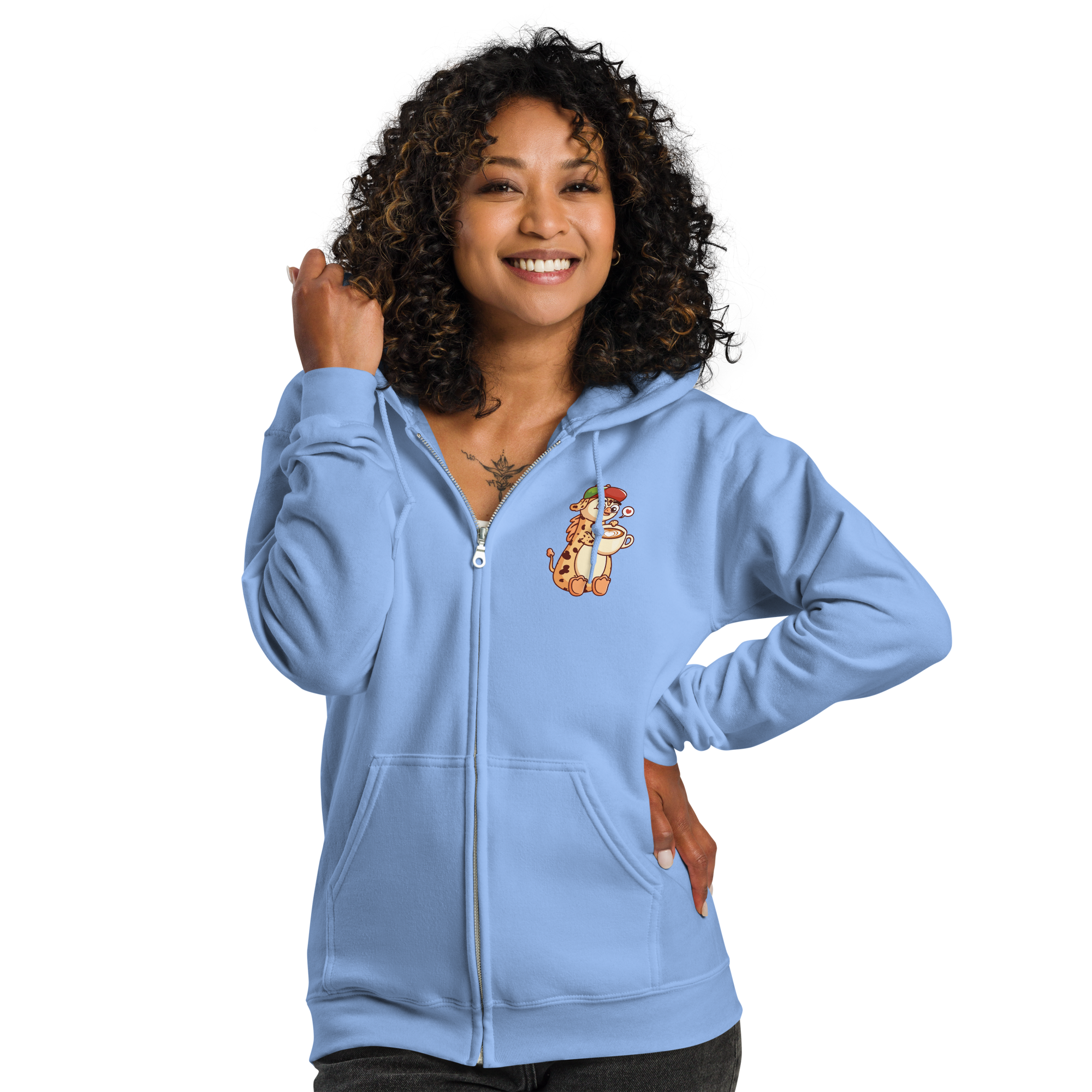 Kaffe girafpingvin Voksen Zip Hoodie